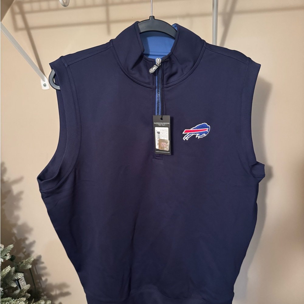 NWT Buffalo Bills Blue Sleeveless Golf Pullover